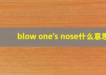 blow one's nose什么意思